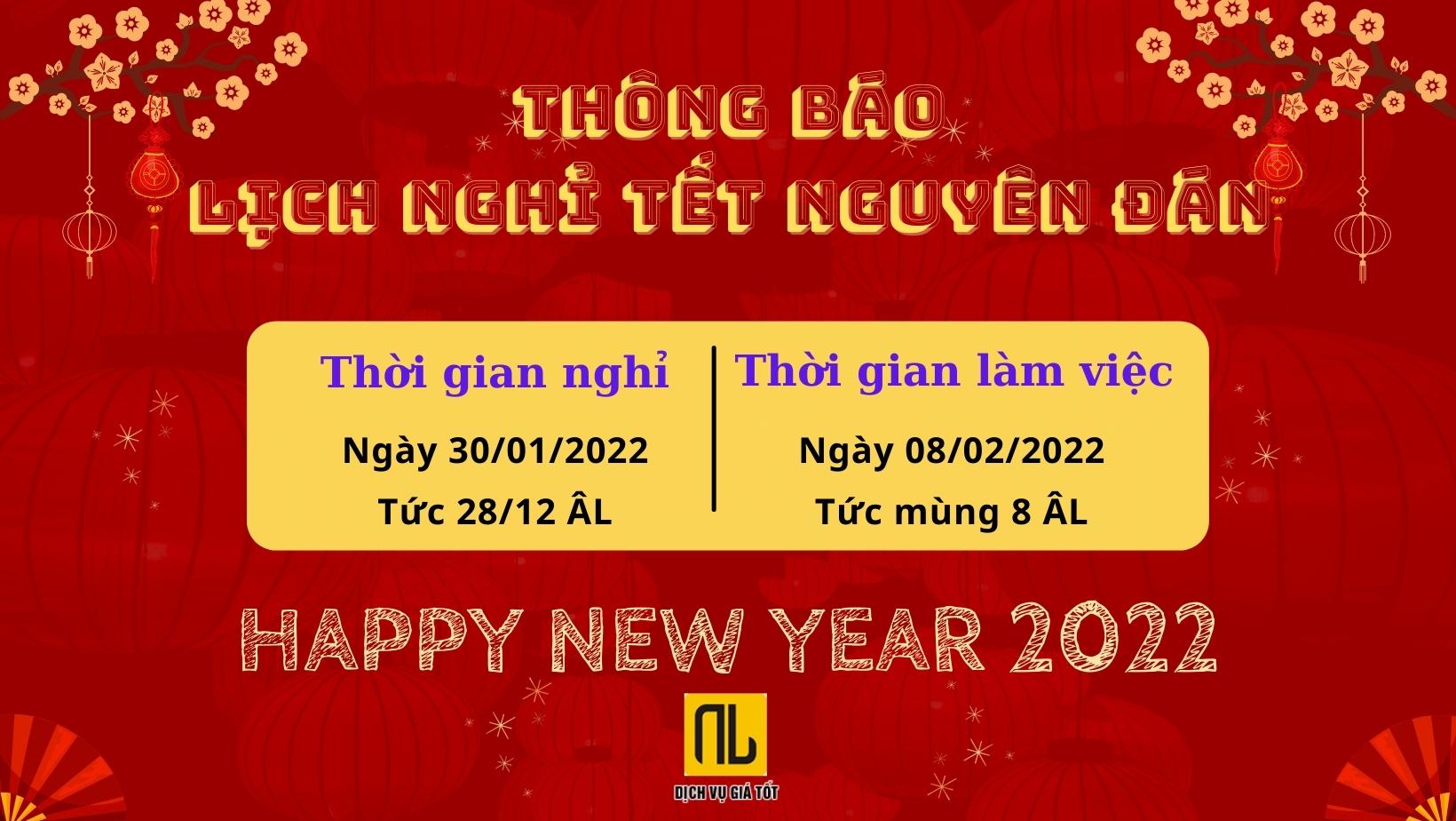 Vận tải Nam Lộc thông báo lịch nghỉ Tết Nguyên Đán 2022